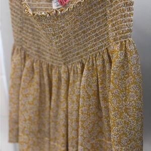 Floral Smocked Yellow Dress
